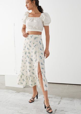 & Other Stories + Side Slit Linen Midi Skirt