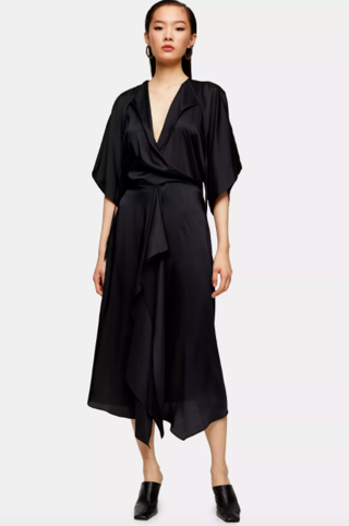 Topshop Boutique + Black Wrap Front Dress
