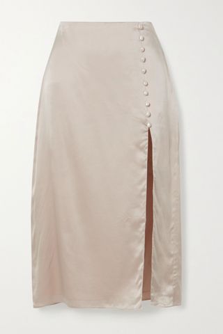Cami Nyc + The Kalanni Embellished Silk-Charmeuse Midi Skirt