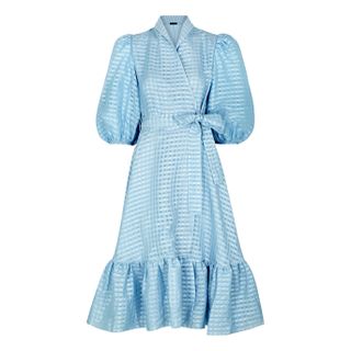 Stine Goya + Chinie Blue Checked Wrap Dress