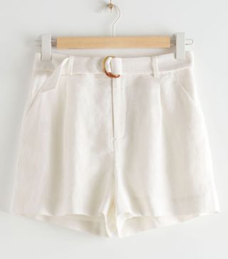 & Other Stories + Belted Linen Pleat Shorts
