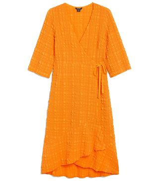 Monki + Seersucker Wrap Dress