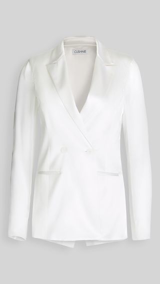 Cushnie + Double Breasted Jacket With Chiffon Sleeves & Back