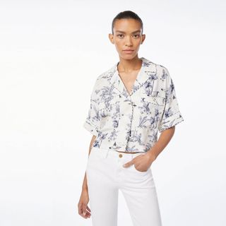 Frame + Silk Mixed Toile Hawaiian Shirt