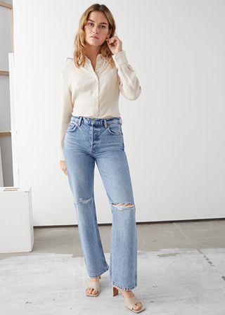 & Other Stories + Straight Mid Rise Distressed Jeans
