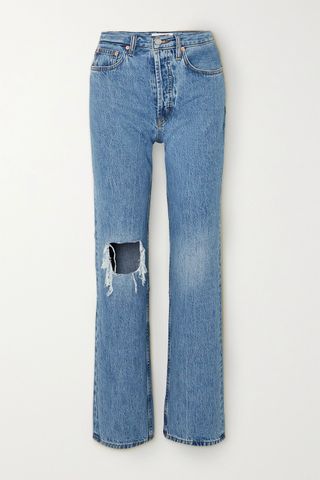 Still Here + Childhood Distressed High-Rise Straight-Leg Jeans