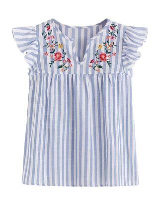 Floerns + Embroidered Mexican Peasant Shirts Babydoll Tops Blouses