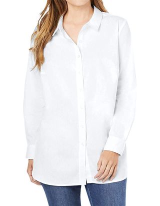 Woman Within + Perfect Long-Sleeve Button Down Shirt