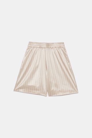 Zara + Satin Effect Striped Shorts