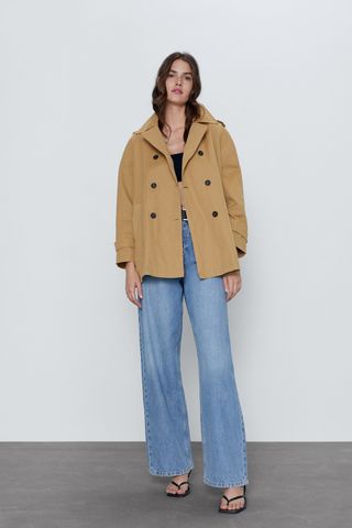 Zara + Double Breasted Trench Coat With Buttons