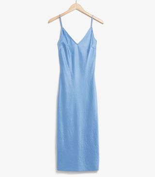 Express + Satin V-Neck Midi Slip Dress