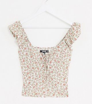 Missguided + Frill Strap Cami Top in Ditsy Floral Print
