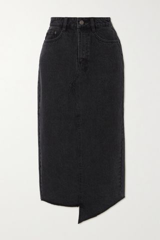 Ksubi + Jagged Asymmetric Denim Midi Skirt