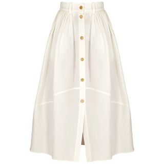 Chloé + Ivory Linen-Blend Midi Skirt