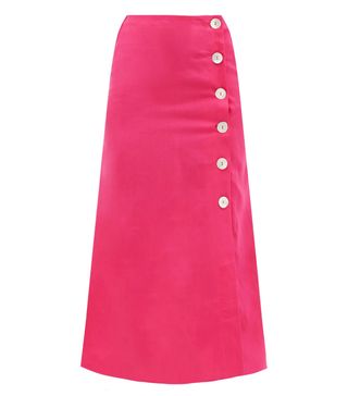 Belize + Rosa Buttoned Linen Midi Skirt