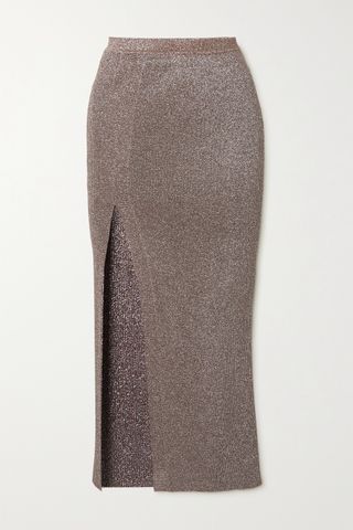 Missoni + Metallic Ribbed-Knit Midi Skirt