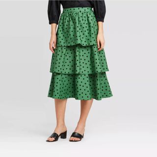 Who What Wear x Target + Mid-Rise Tiered Ruffle Midi Skirt