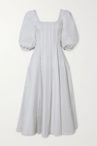 Staud + Wells Linen-Blend Midi Dress