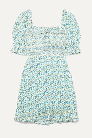 Faithfull the Brand + Donna Shirred Floral-Print Crepe Mini Dress