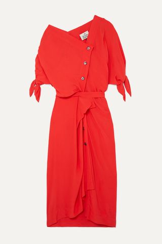 Vivienne Westwood + Thaw Asymmetric Draped Crepe Midi Dress