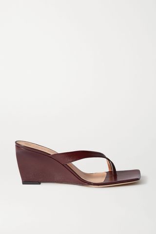 By Far + Theresa Leather Wedge Mules
