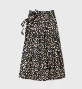 Who What Wear x Target + Floral Print Tiered A-Line Maxi Skirt