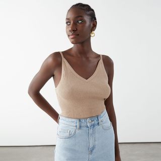 & Other Stories + Ribbed V-Neck Top