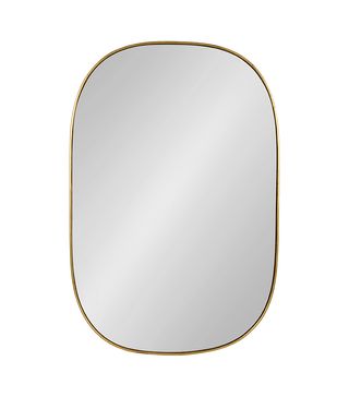Kate and Laurel + Caskill Decorative Mid-Century Modern Rounded Edged Rectangular Frame Wall Mirror in Gold Leaf