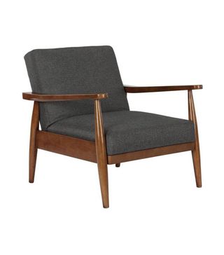 Better Homes and Gardens + Mid-Century Wood Chair with Linen Upholstery