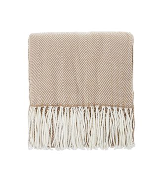 Fennco Styles + Herringbone Design Throw Blanket in Camel