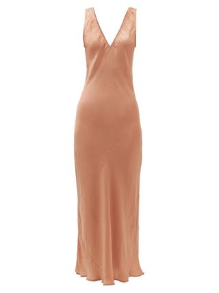 Mes Demoiselles + Lovamour V-Neck Satin Maxi Dress