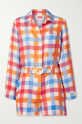 Solid & Striped + Belted Gingham Linen Playsuit