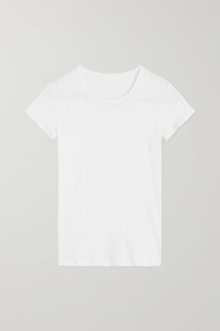 Leset + Pointelle-Knit Cotton-Jersey T-shirt