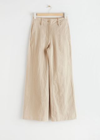& Other Stories + High Waisted Wide Leg Crepe Trousers