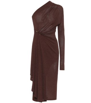 Mytheresa + Ribbed-Knit One-Shoulder Midi Dress