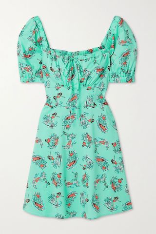 HVN + Holland Printed Cotton-Blend Poplin Mini Dress