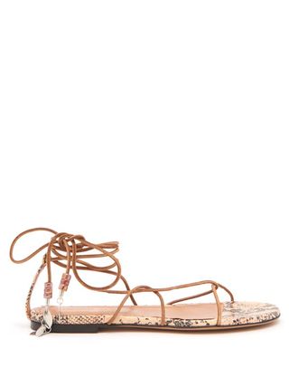 Isabel Marant + Jindia Bead-Embellished Rope and Leather Sandals