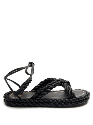 Valentino Garavani + The Rope Ankle-Tie Leather Sandals