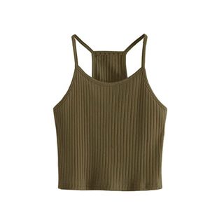 SheIn + Summer Basic Sexy Strappy Sleeveless Racerback Crop Top