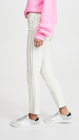 Sundry + Slim Straight Embroidered Jeans