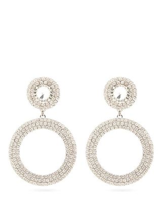 Alessandra Rich + Crystal Circular-Drop Clip Earrings