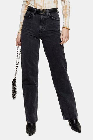 Topshop + Washed Black 90's Straight Jeans