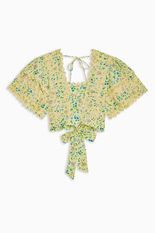 Topshop + Floral Crop Embroidered Sun Top