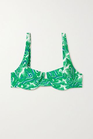 Fisch + + Net Sustain Grenadins Ribbed Printed Stretch-ECONYL Underwired Bikini Top