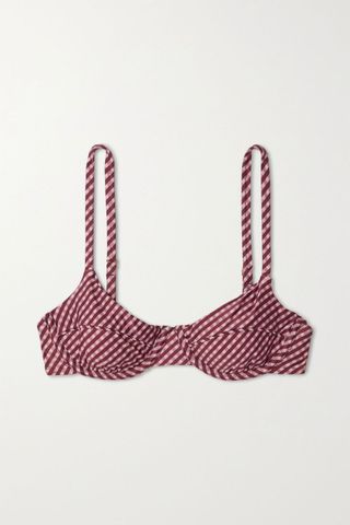 Peony + + Net Sustain Gingham Stretch-ECONYL Underwired Bikini Top