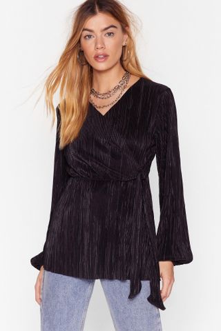 Nasty Gal + Plissé Yourself Wrap Tie Blouse