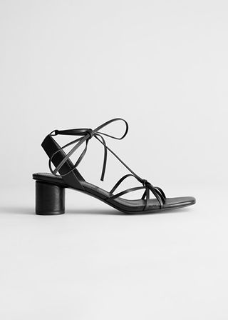 & Other Stories + Square Toe Leather Strappy Heeled Sandals
