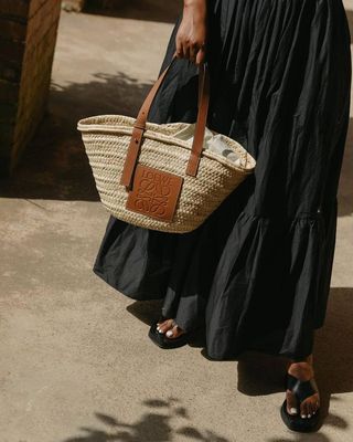 LOEWE - Basket Raffia And Leather Tote Bag