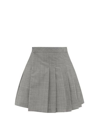 Matthew Adams Dolan + Pleated Houndstooth Wool-Blend Mini Skirt