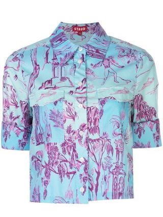 Staud + Forest Print Cropped Shirt